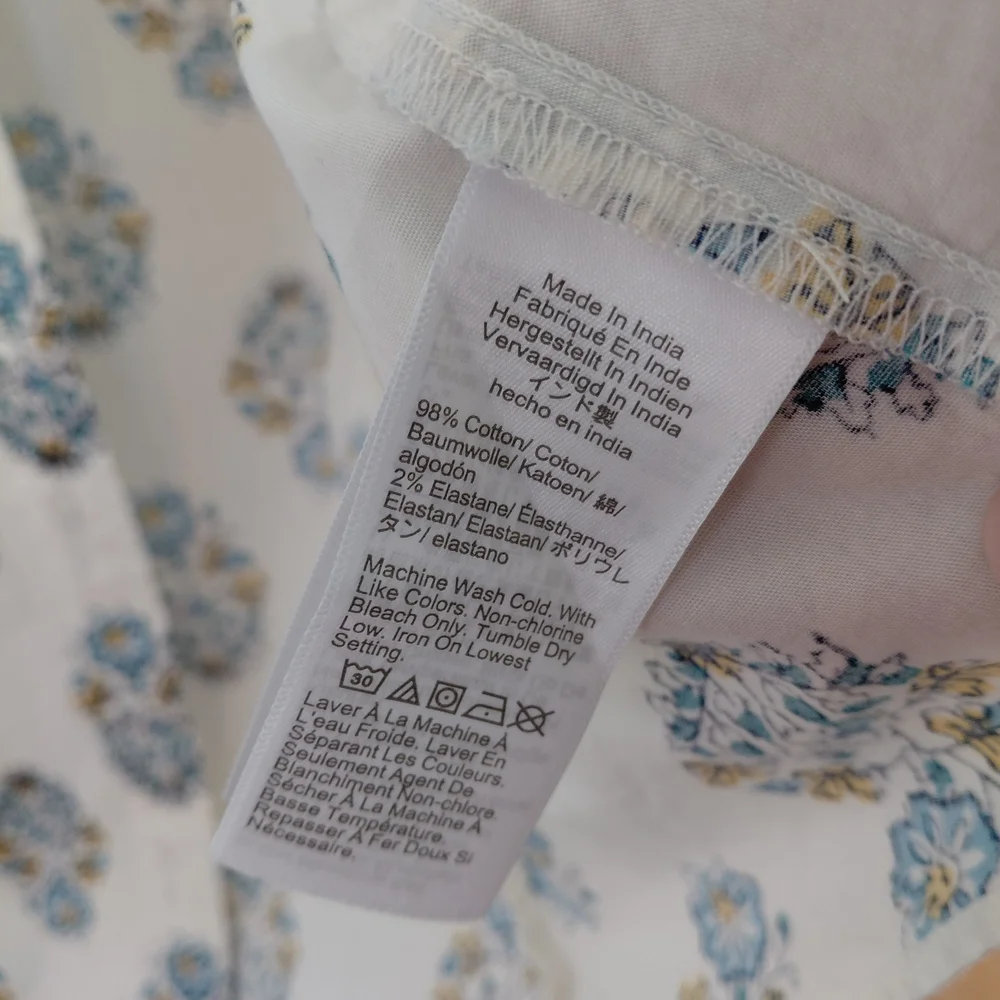 J. Crew White Button-Down with Blue and Yellow Floral Medallions - Picture 4 of 7